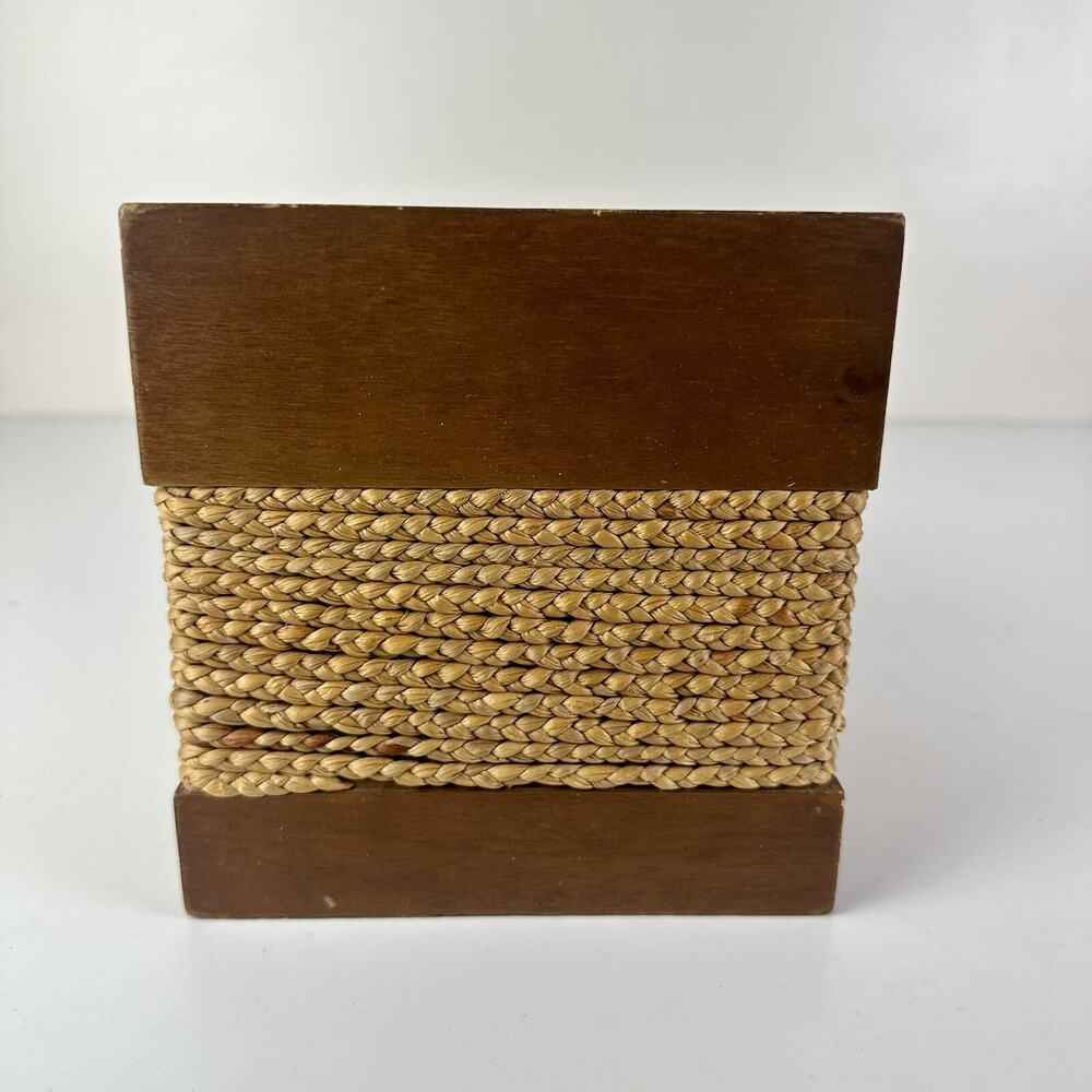 Vintage Tissue Box Cover Square Wooden